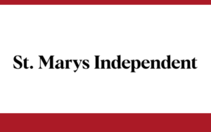 Black and red logo for St. Marys Independent