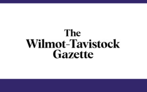 Black and Blue Wilmot Tavistock Gazette Logo